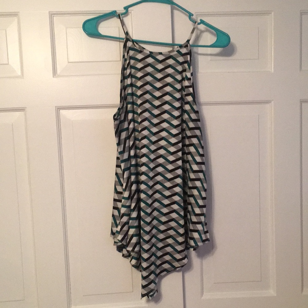 Worthington| green, white, and black striped petite shirt